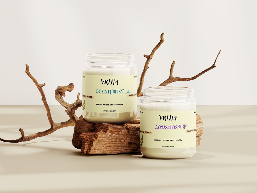 Vriha Scented Candles (lavender, Ocean Mist) For Home Decor