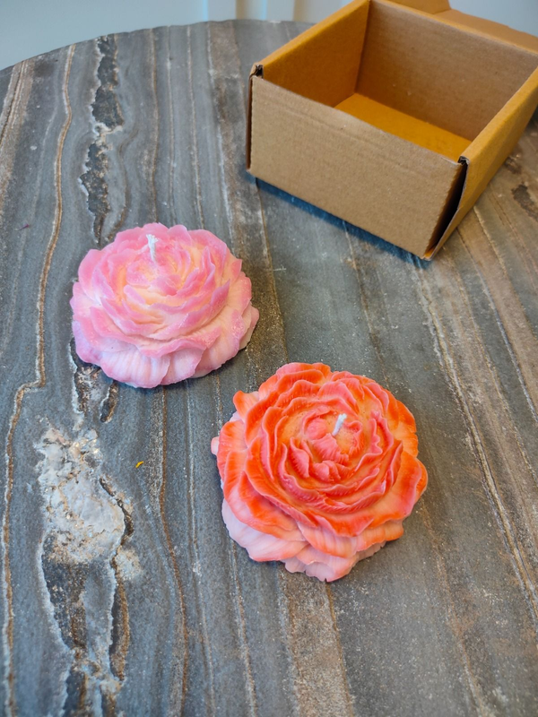 Large Peony Candle/pack of -2 / Birthday Candles/ Homedecore/ Scented Candles