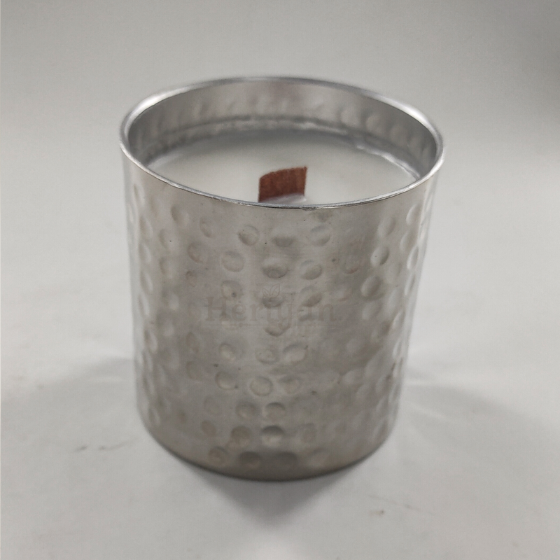 Heriyan Scented Candle in Metal Jar Candles (Silver Hammered Round Jar)